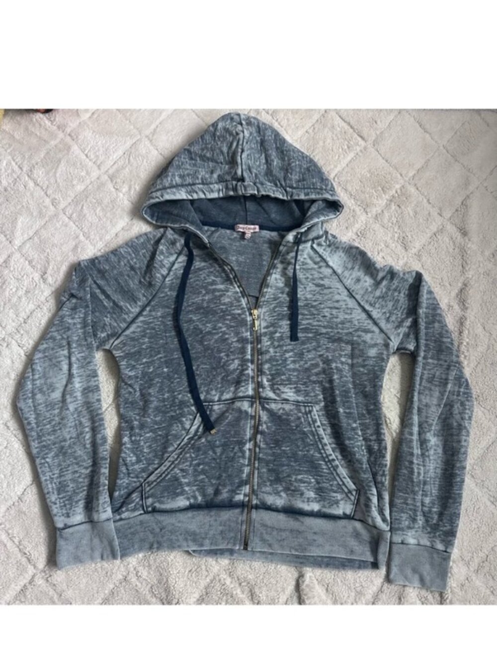 Juicy Couture | Blue Gray Full Zip Burnout Hoodie | Size Medium